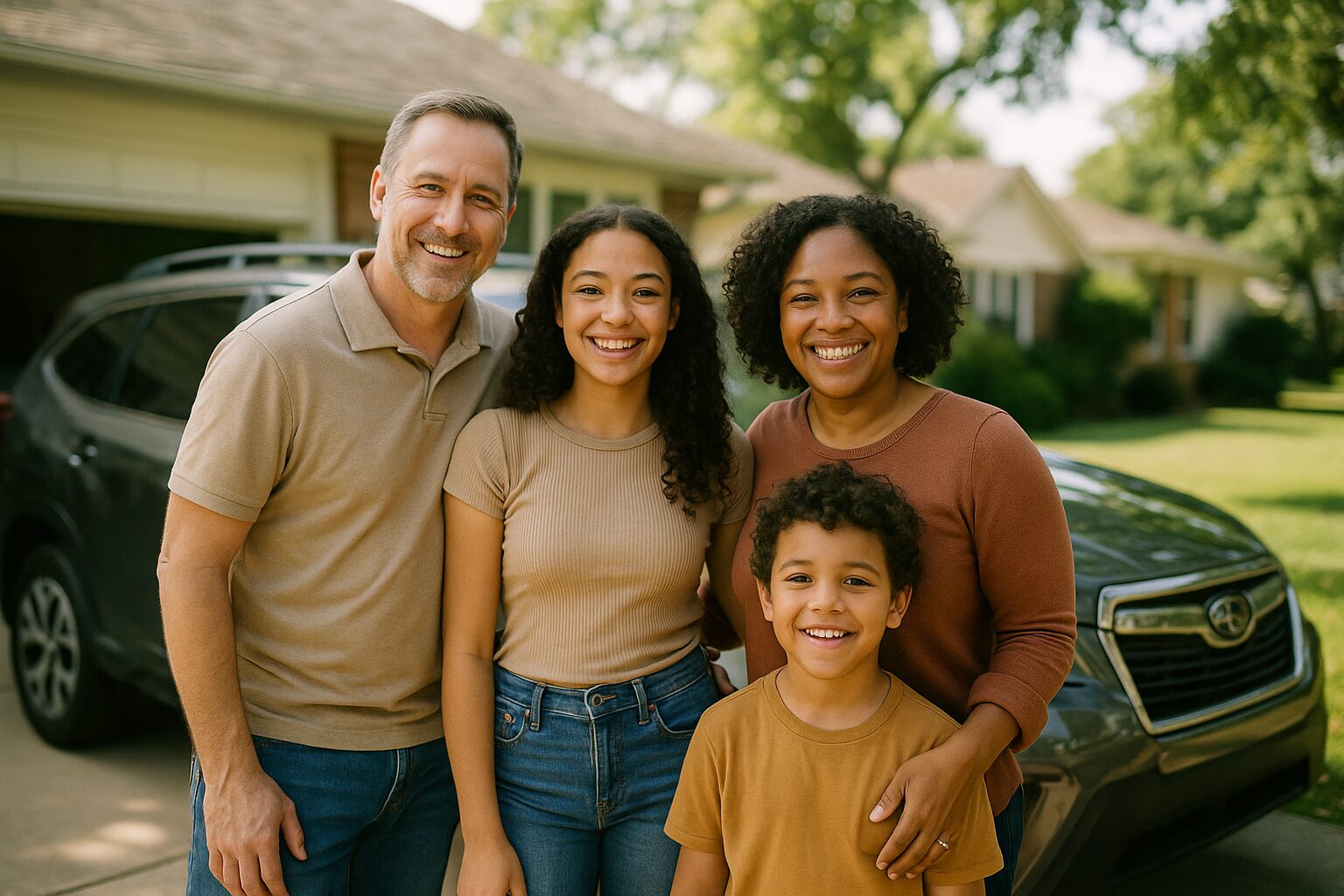 Family with their car